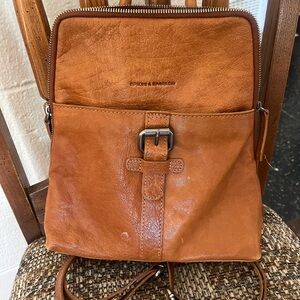 Spikes & Sparrow Tan Real Leather backpack purse
